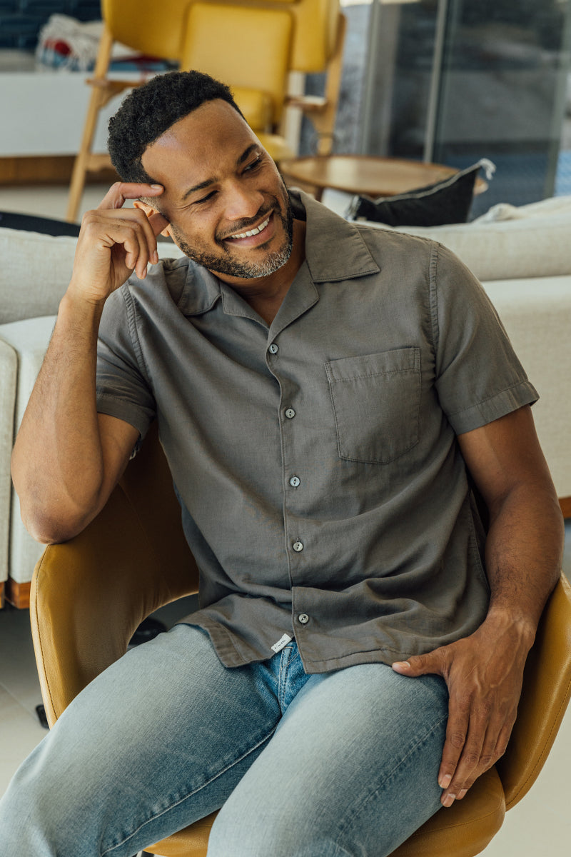 The Wrench Double Gauze Organic Cotton Shirt - Charcoal