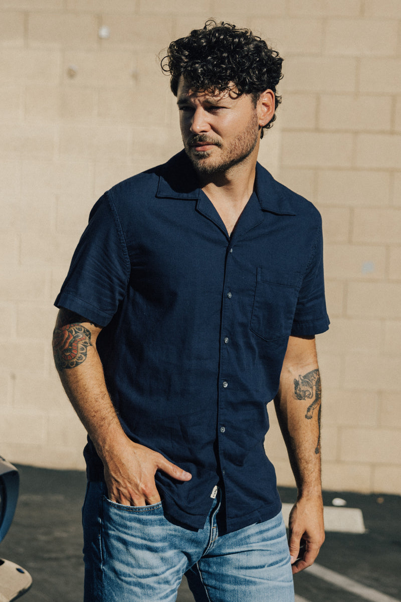 The Wrench Double Gauze Organic Cotton Shirt - Navy