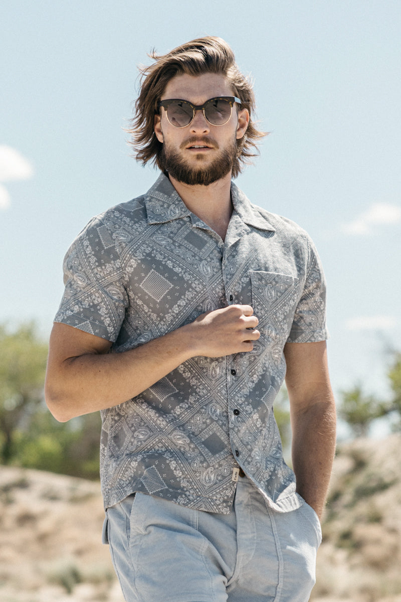 The Wrench Waffle Double Gauze Shirt - Gray Bandana