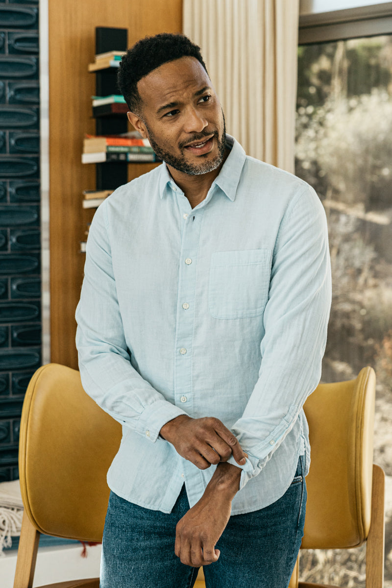 The Ripper Double Gauze Organic Cotton Shirt - Aqua Blue