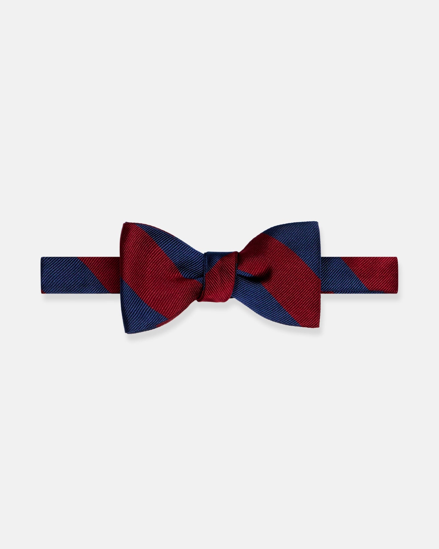 Made-in-USA Navy & Burgundy Guard Stripe Silk Repp Bow Tie