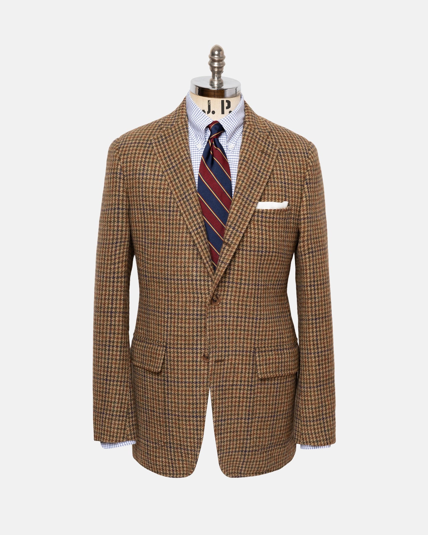 Made-in-USA Tan & Olive Houndstooth Irish Mist Tweed Sport Coat