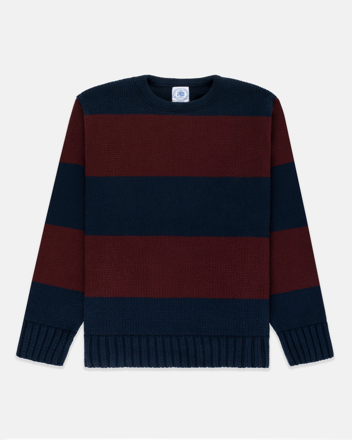 NAVY/BURGUNDY CHUNKY COTTON STRIPE SWEATER