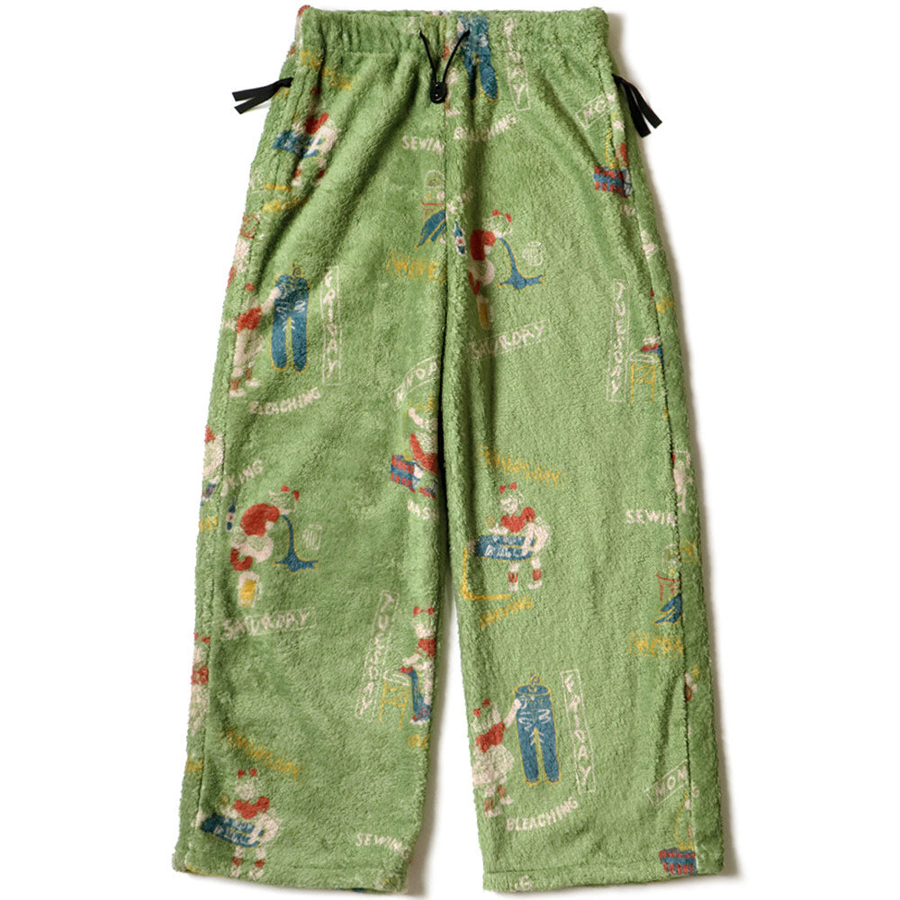 Kountry Calendar Fleece Easy Straight Pants 'Light Green'