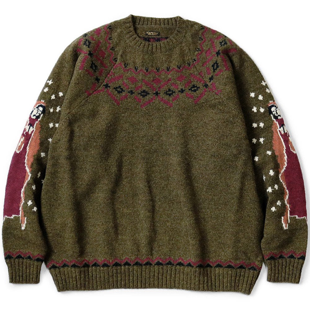 5G Wool Elbow Virgin Mary Nordic Sweater 'Khaki'