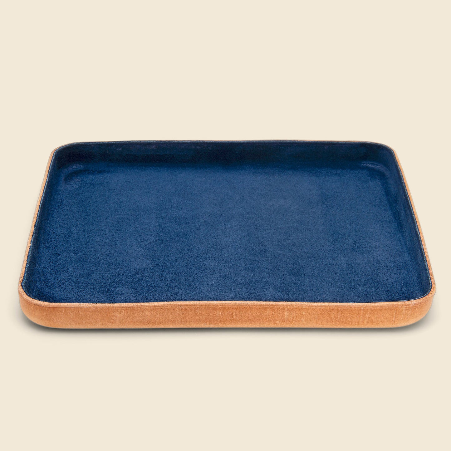 Large Suede Leather Tray - Navy