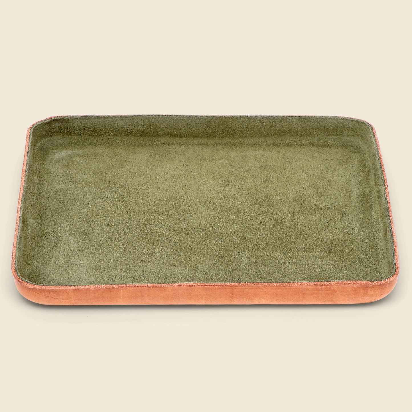 Large Suede Tray - Olive