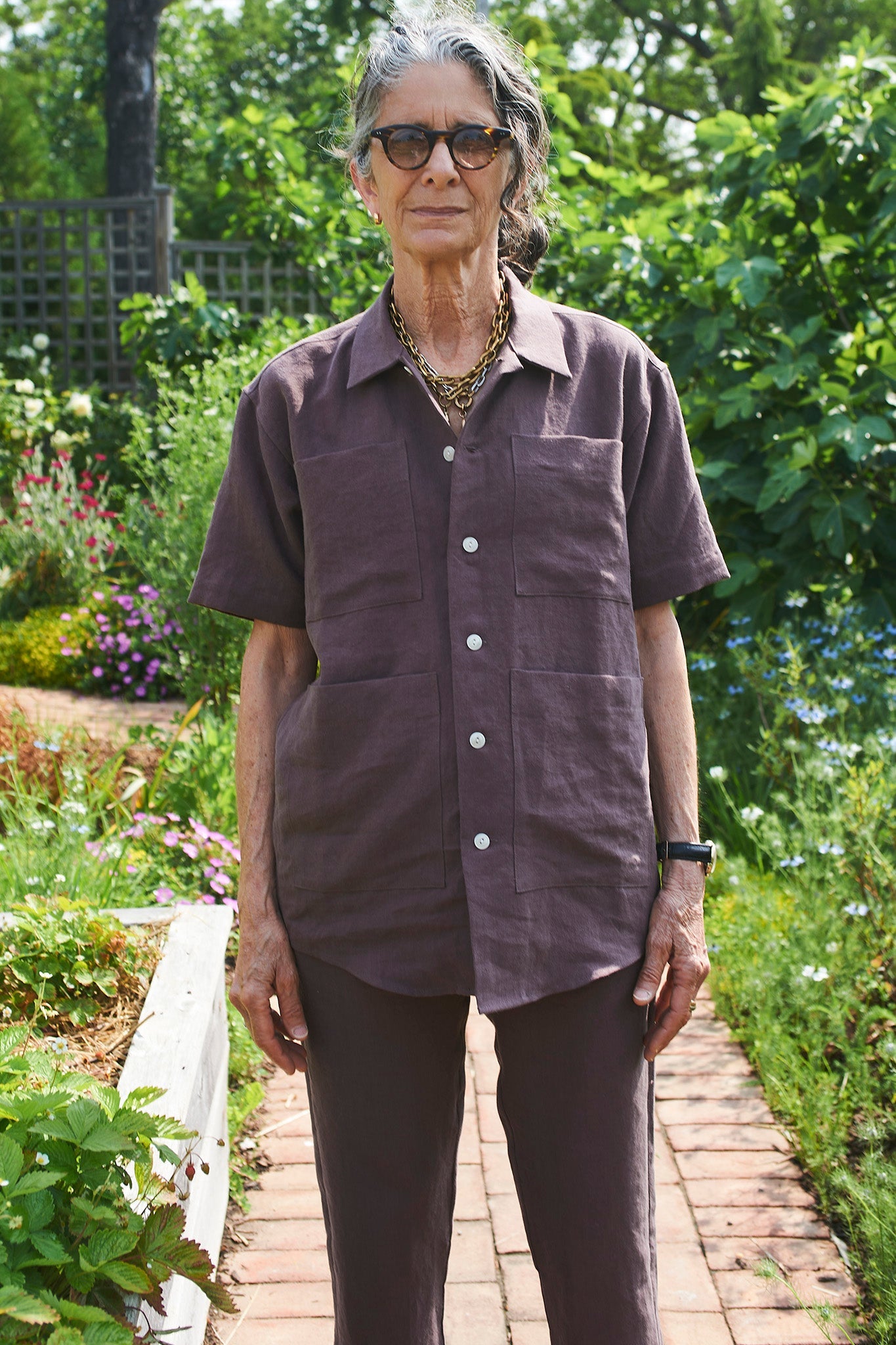 Noguchi Shirt in Aubergine Linen
