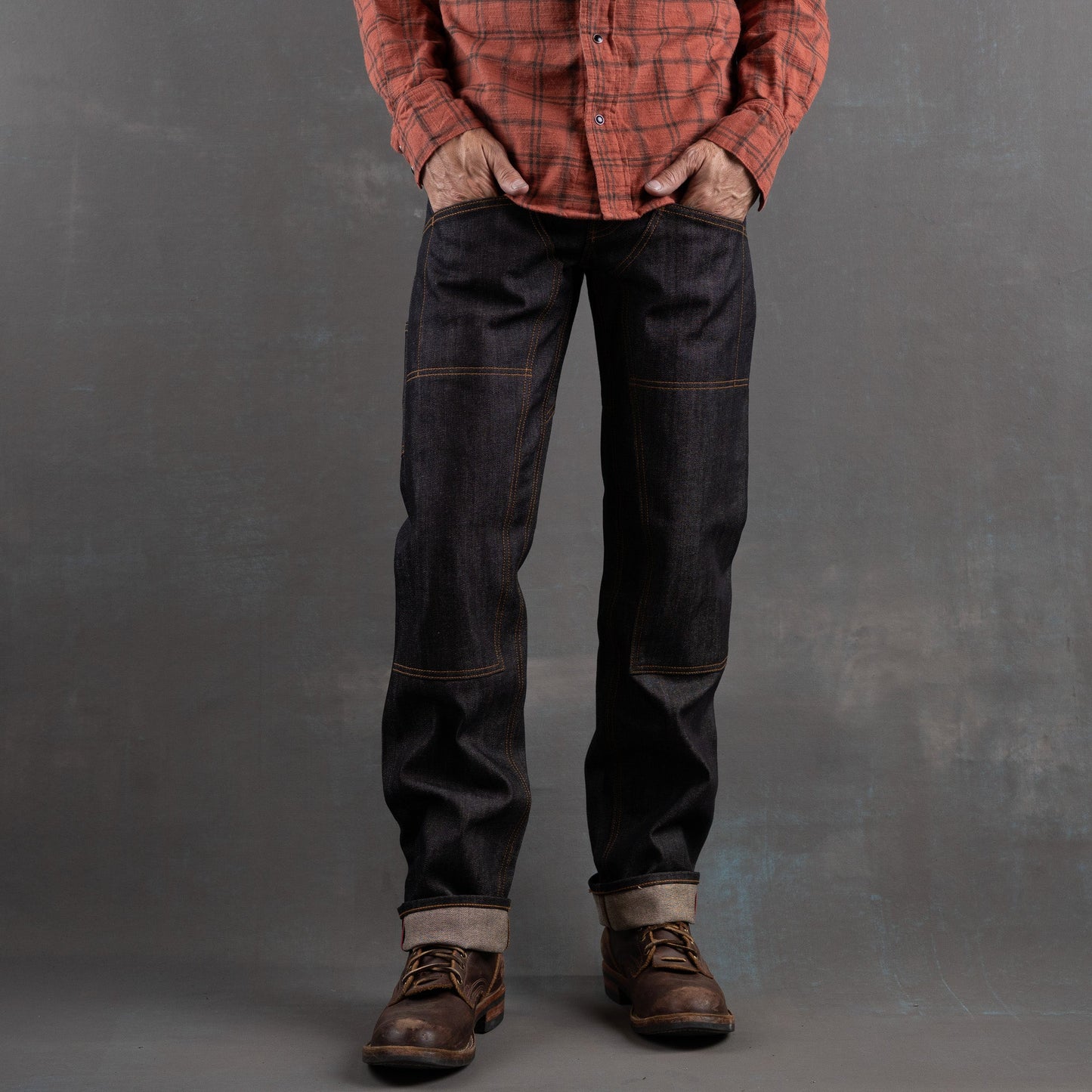 PRE ORDER: Die Hard Double Knee Straight Leg - 13oz Brownstone Selvage Denim