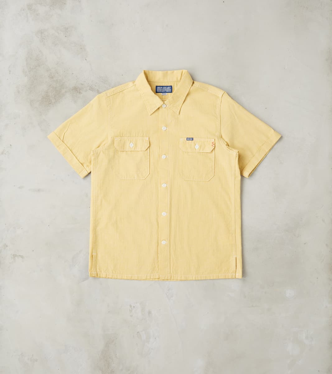 388-YEL - Short Sleeved Summer Shirt - 4oz Japanese Selvedge Blend Yellow