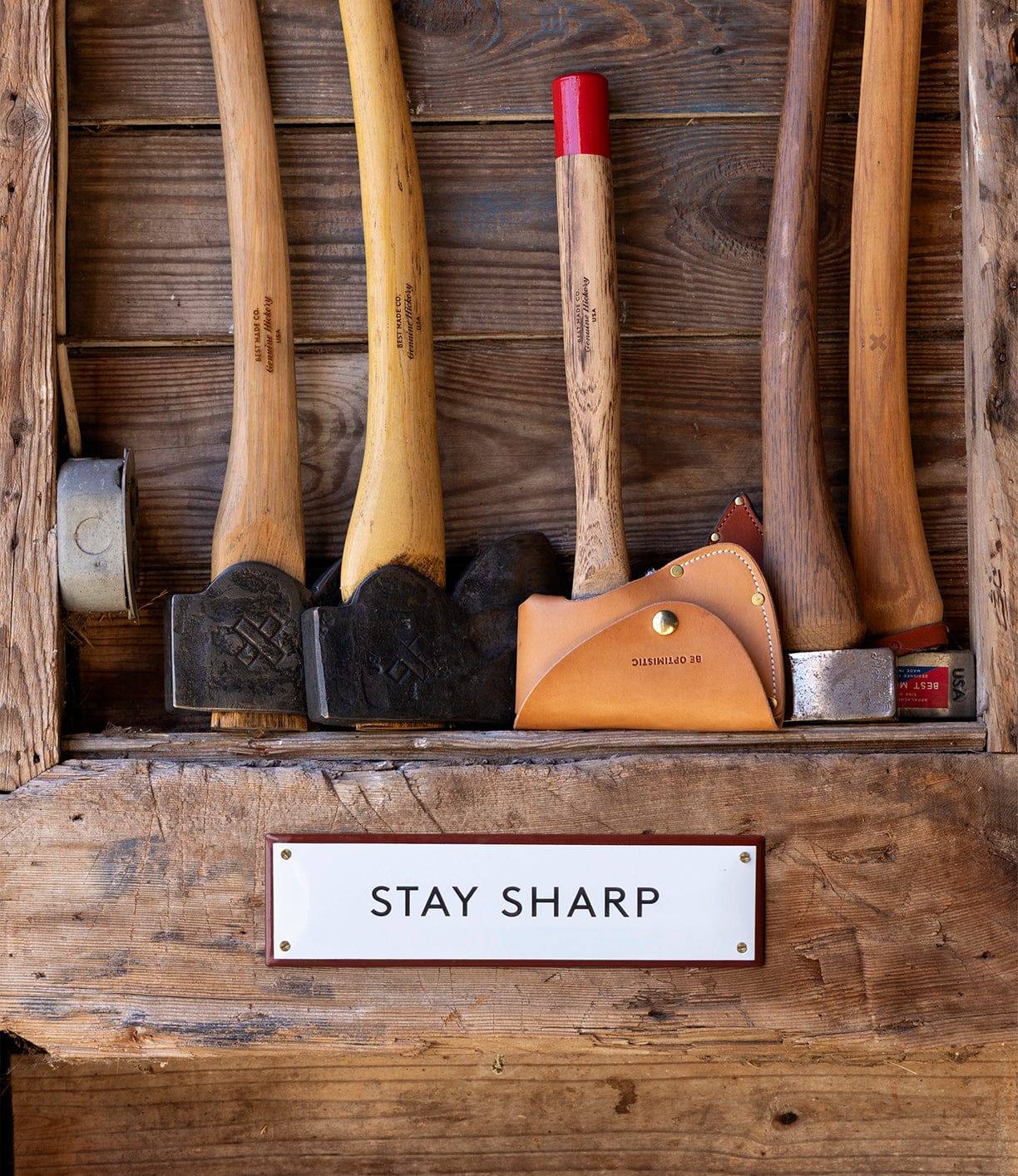 “Stay Sharp” Enamel Steel Sign