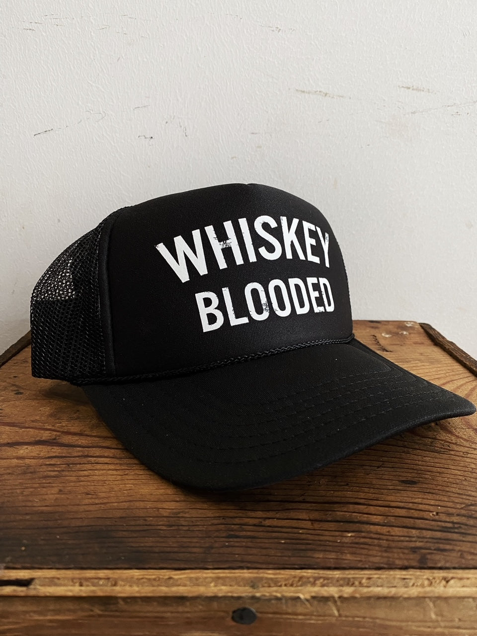 Poolside Trucker Hat | Whiskey Blooded | Black | Manready Mercantile