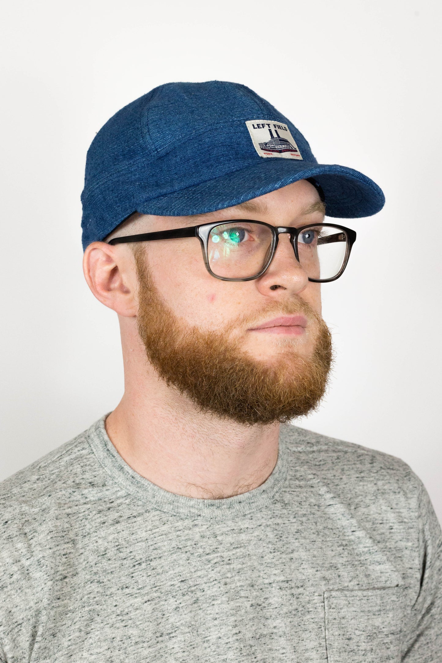 Dark Natural Indigo hand loomed Engineer cap