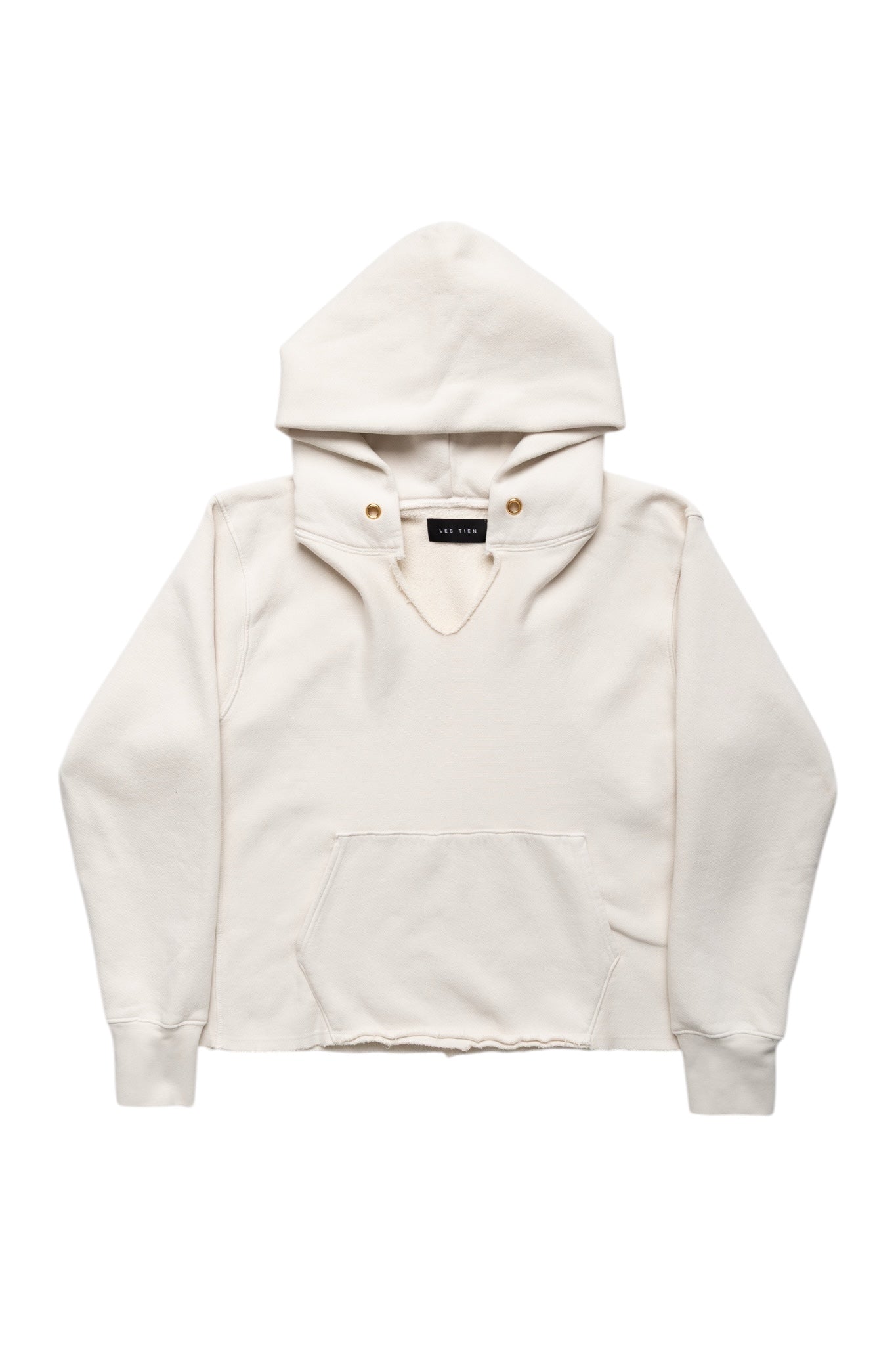 Raw Cropped Hoodie Heavyweight Fleece - Ivory