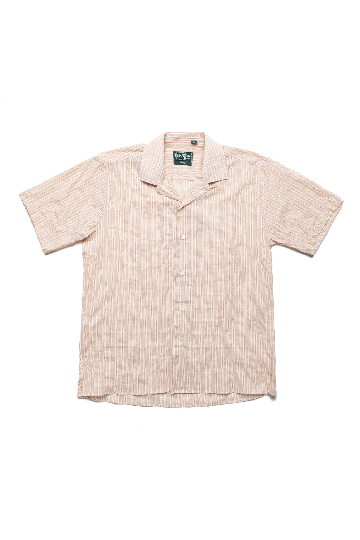 S/S Camp Shirt - Tan Organic Japanese Awning Stripe