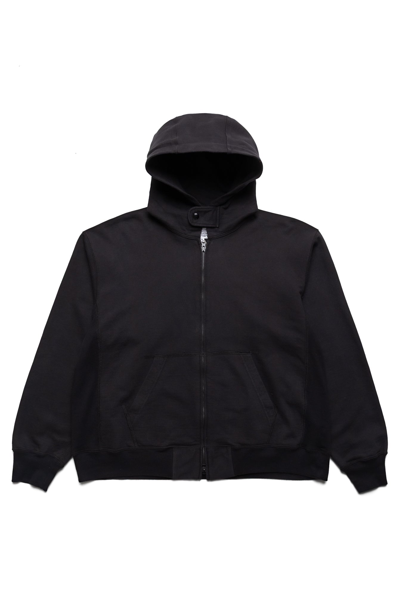 Zip Hoodie Solid Cotton French Terry - Black