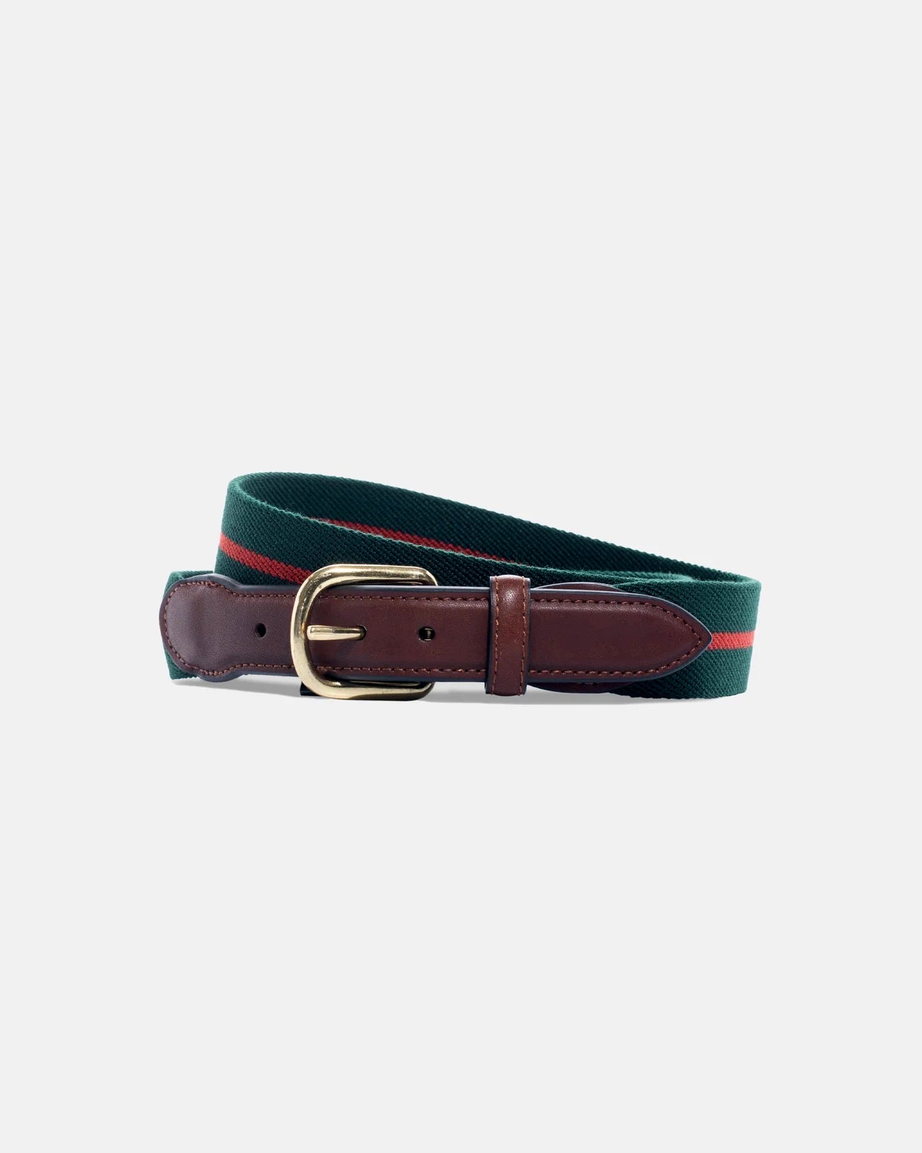 Made-in-USA Green & Red Striped Belgian Stretch Surcingle Belt