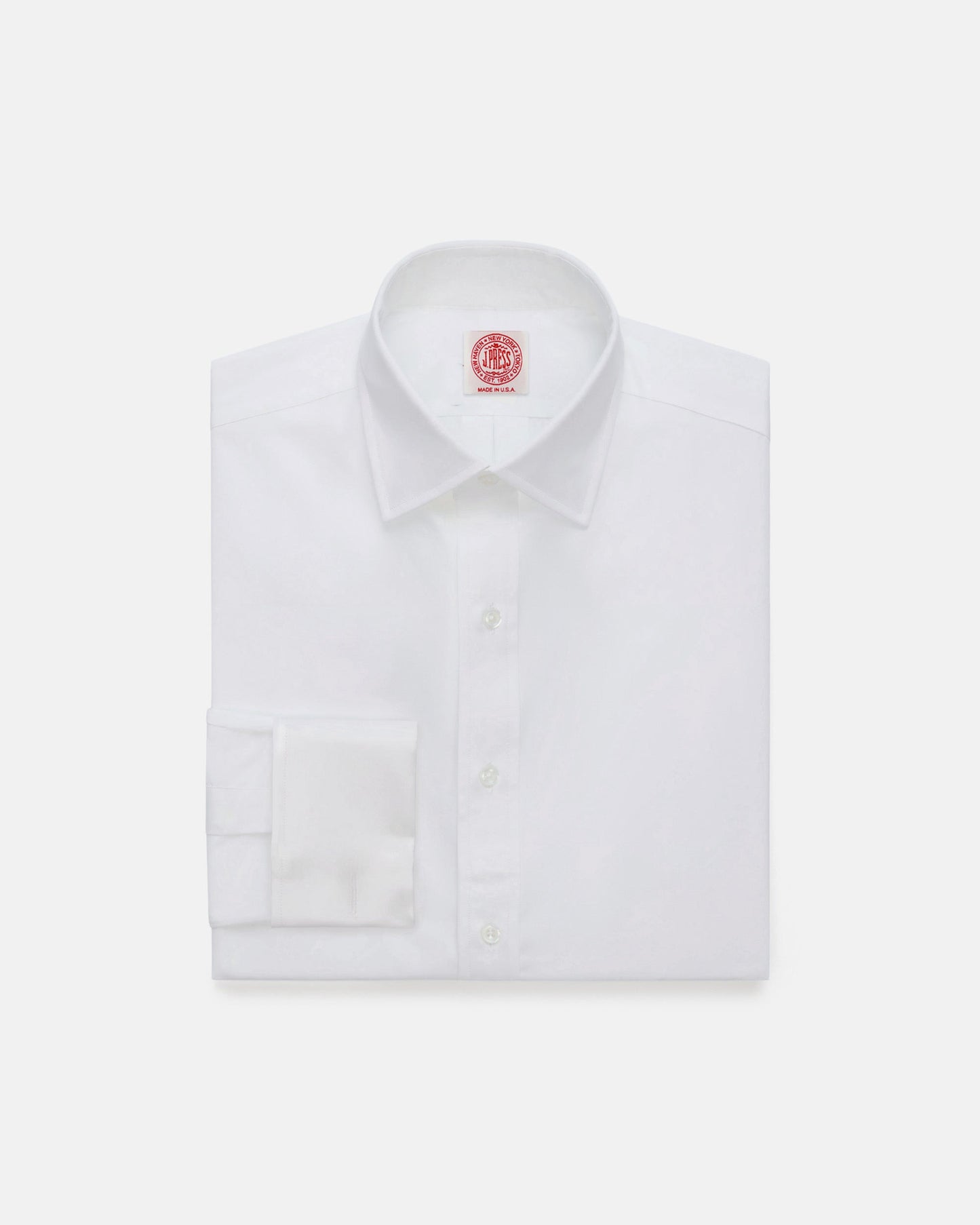 Made-in-USA Thomas Mason White Contrast Collar French Cuff Dress Shirt - Regular Fit