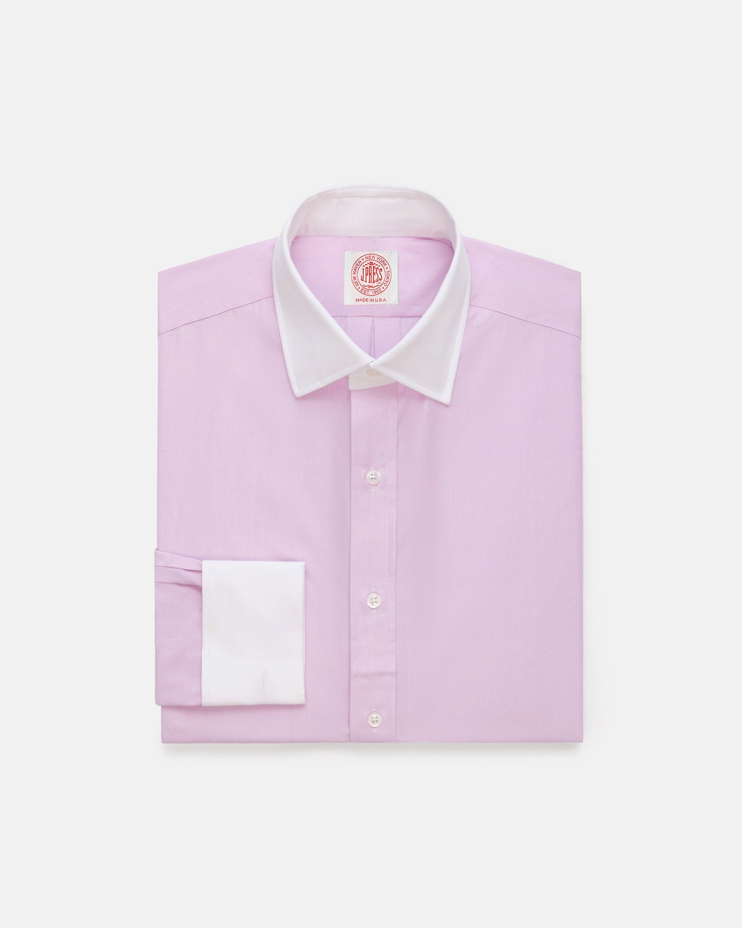 Made-in-USA Thomas Mason Pink Contrast Collar French Cuff Dress Shirt - Regular Fit