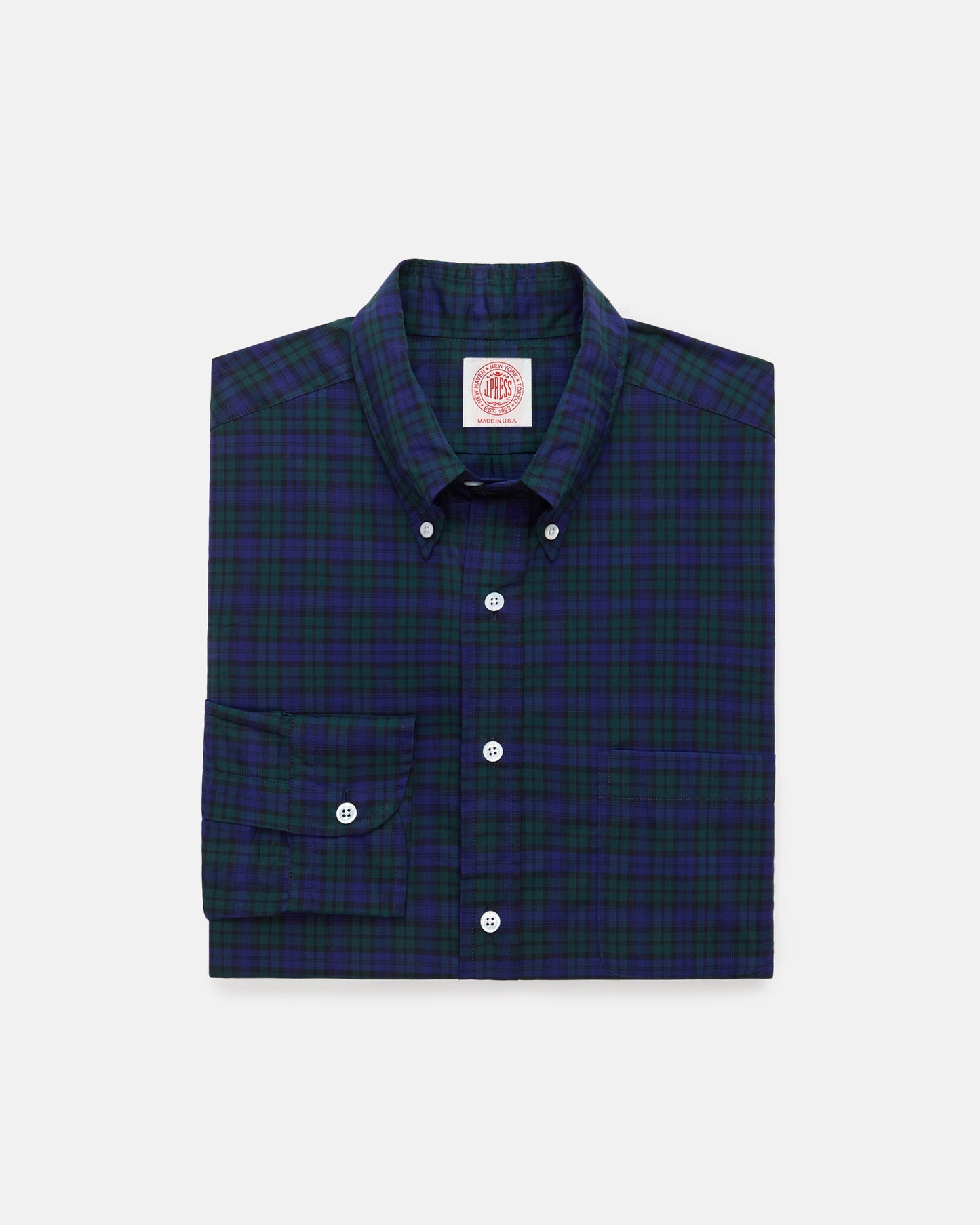 Made-in-USA Thomas Mason Blackwatch Tartan Broadcloth Sport Shirt - Classic Fit