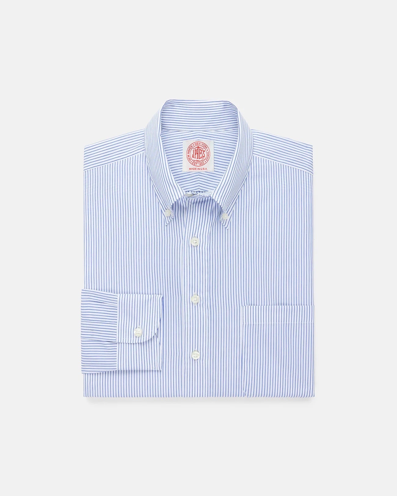Made-in-USA Light Blue Pencil Stripe Button Down Shirt - Classic Fit