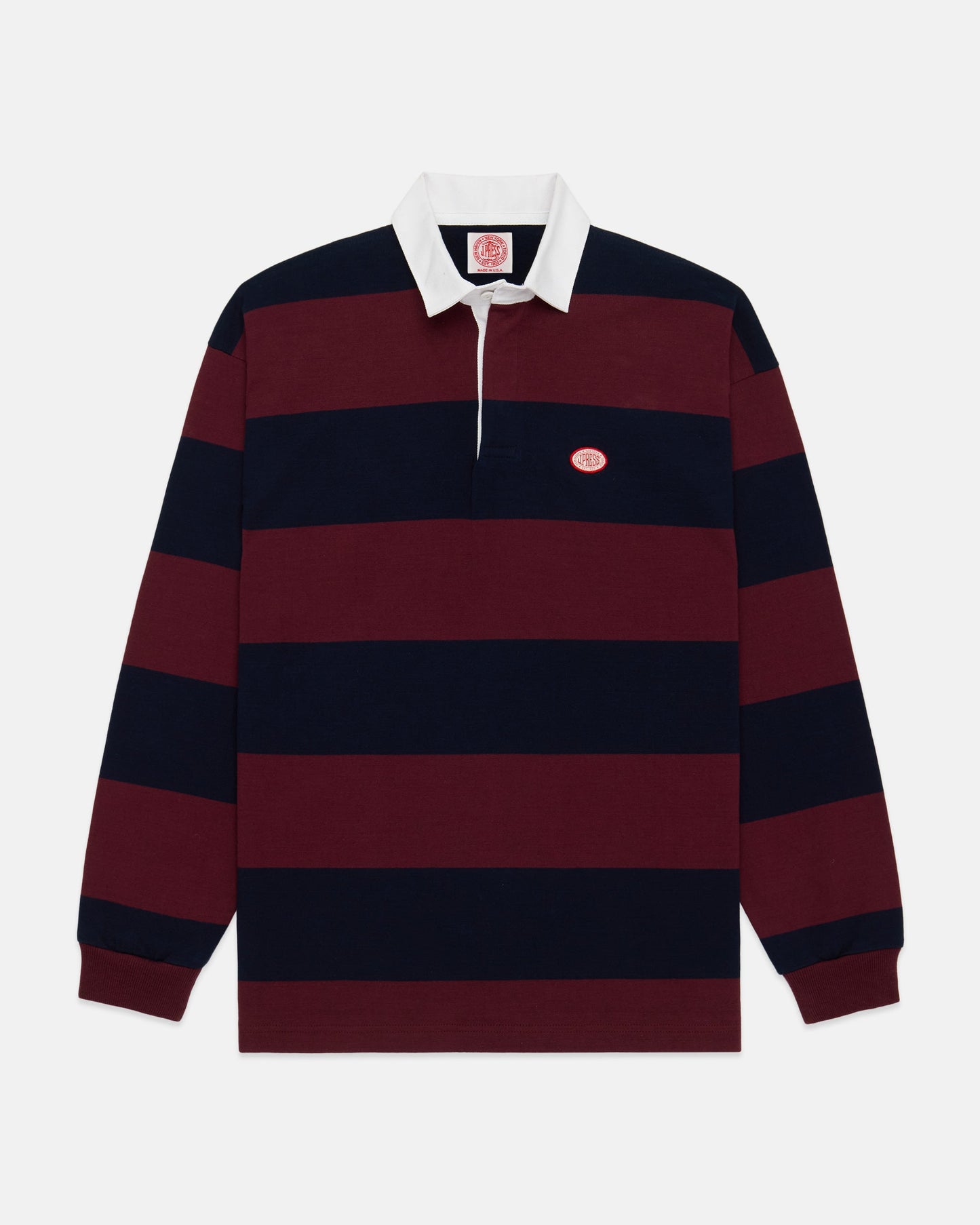 Made-in-USA Burgundy Guard Stripe J. Press Seal Cotton Rugby