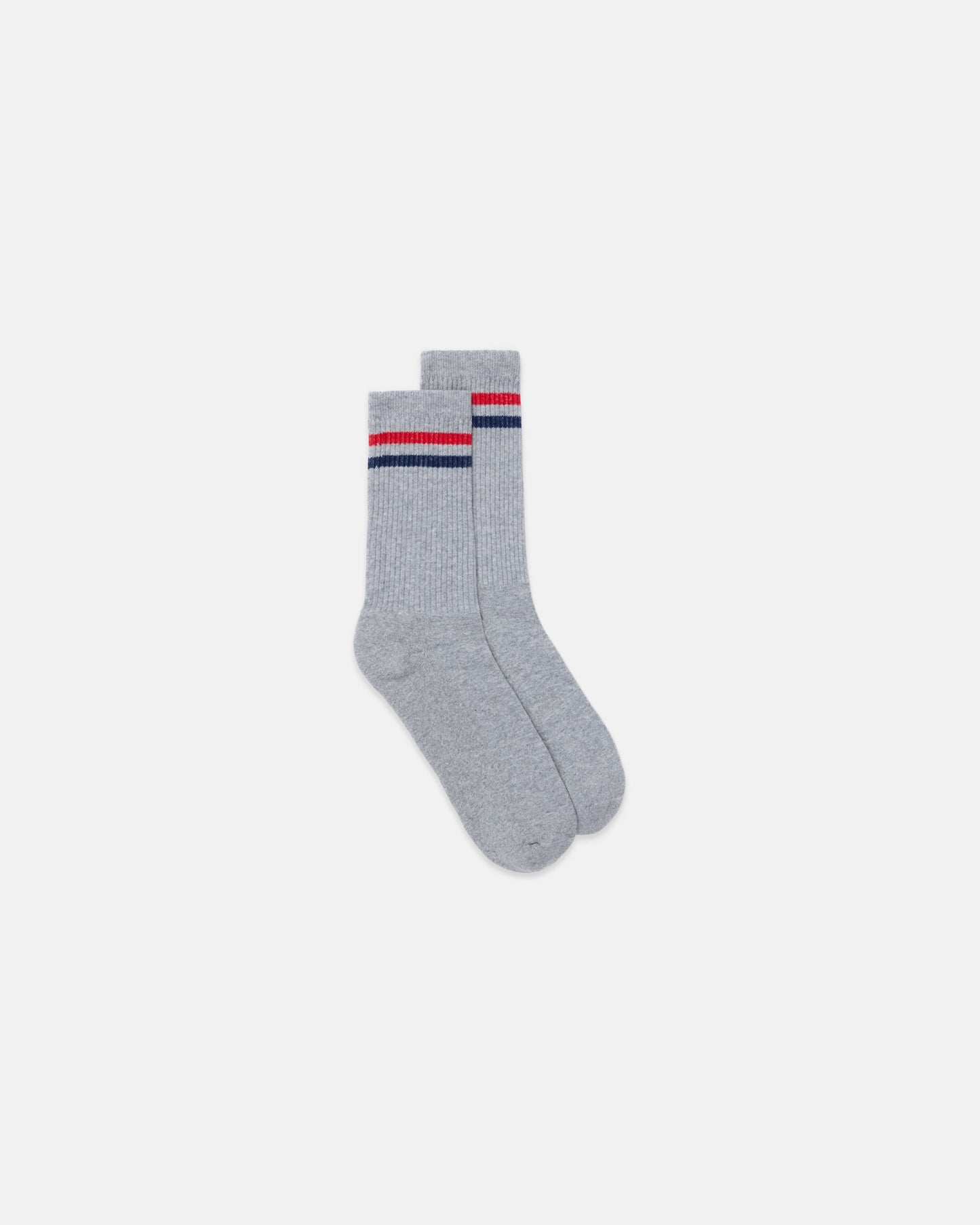 Made-in-USA Grey Ivy Stripe Cotton Crew Socks