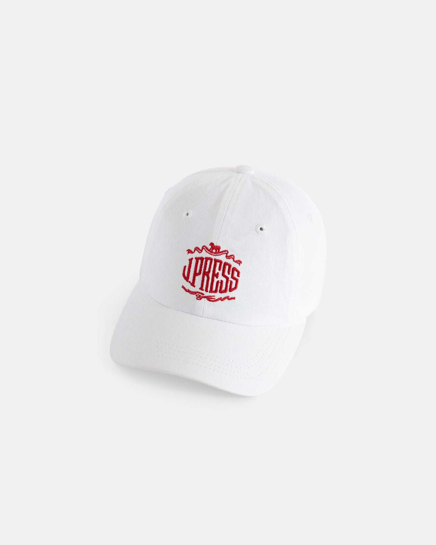 Made-in-USA White J. Press Embroidered Logo Dad Hat