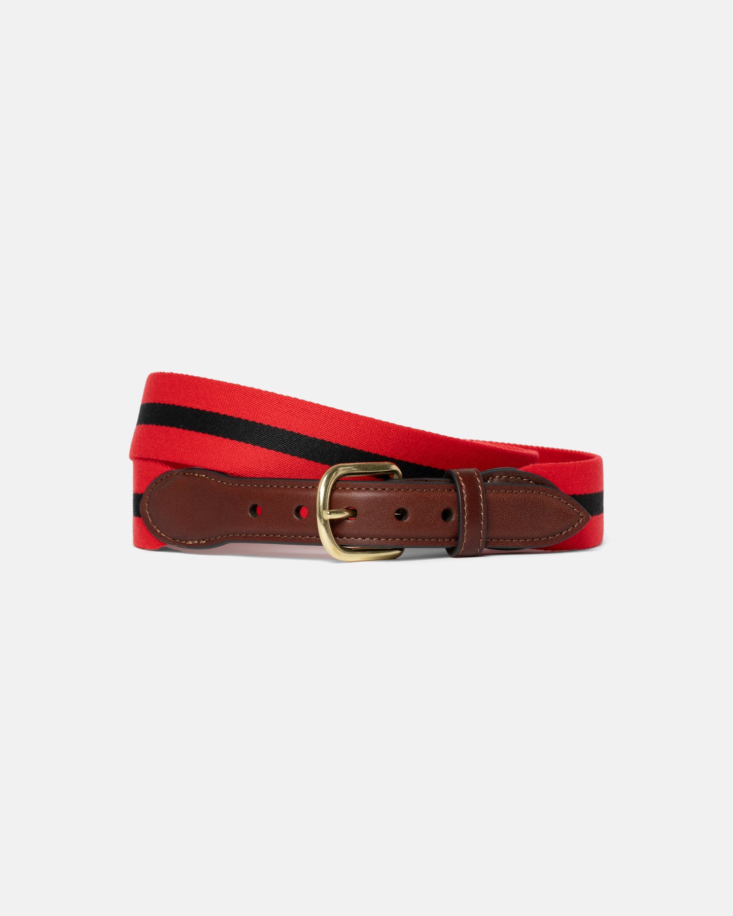 Made-in-USA Red & Black Striped Belgian Wool Smooth Surcingle Belt