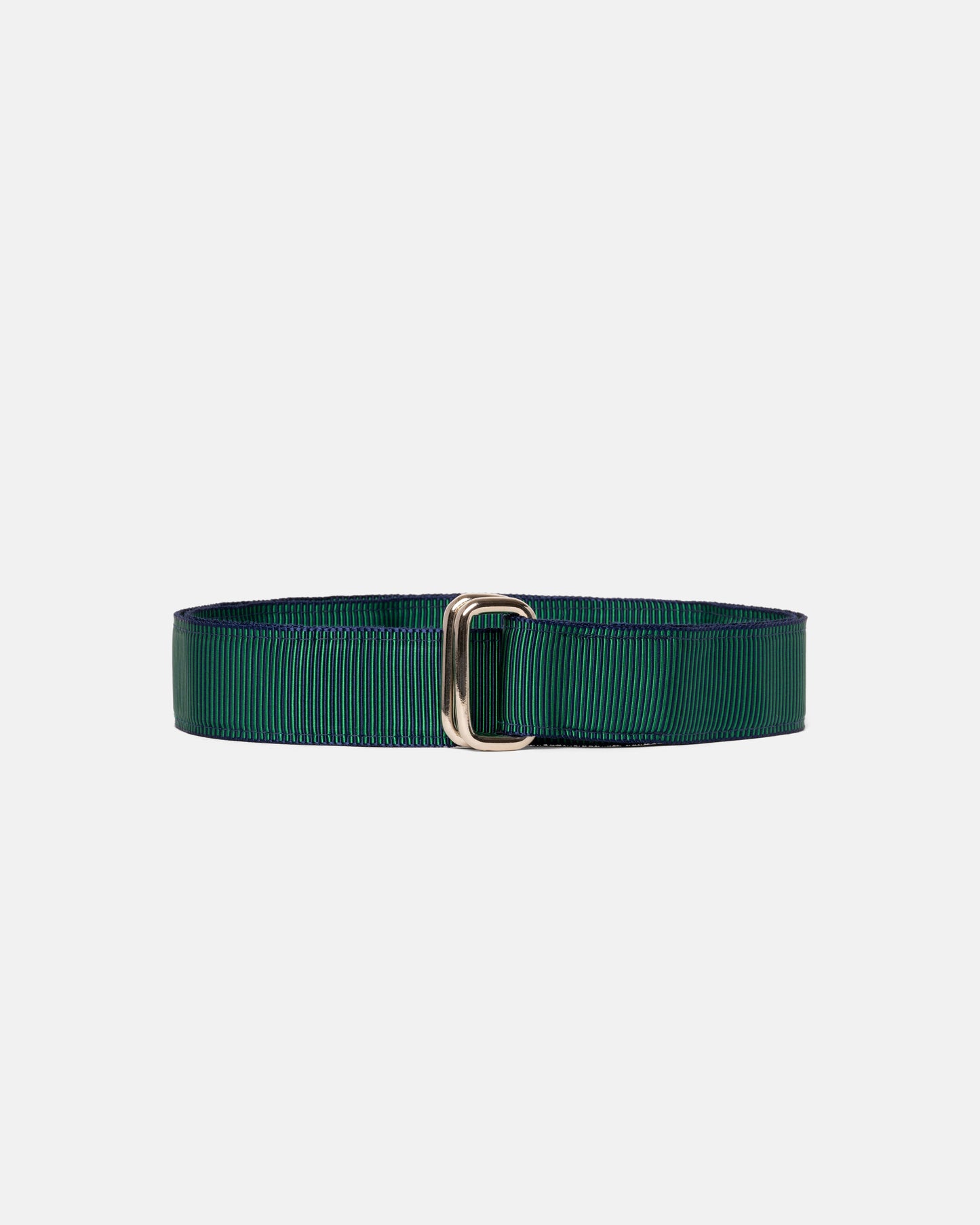 Made-in-USA Green & Navy Striped Grosgrain Ribbon Belt