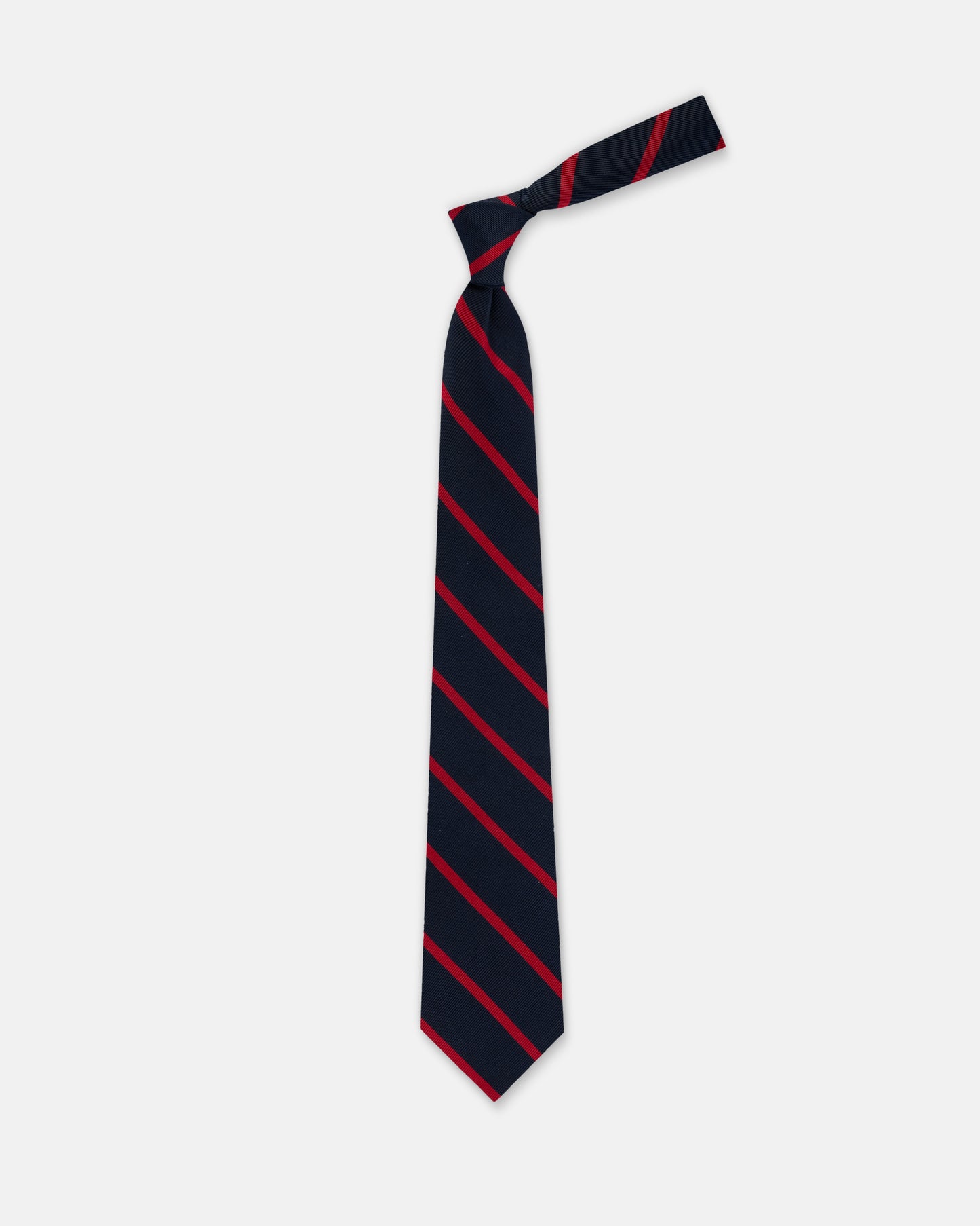 Made-in-USA Navy & Red Bar Stripe Repp Tie