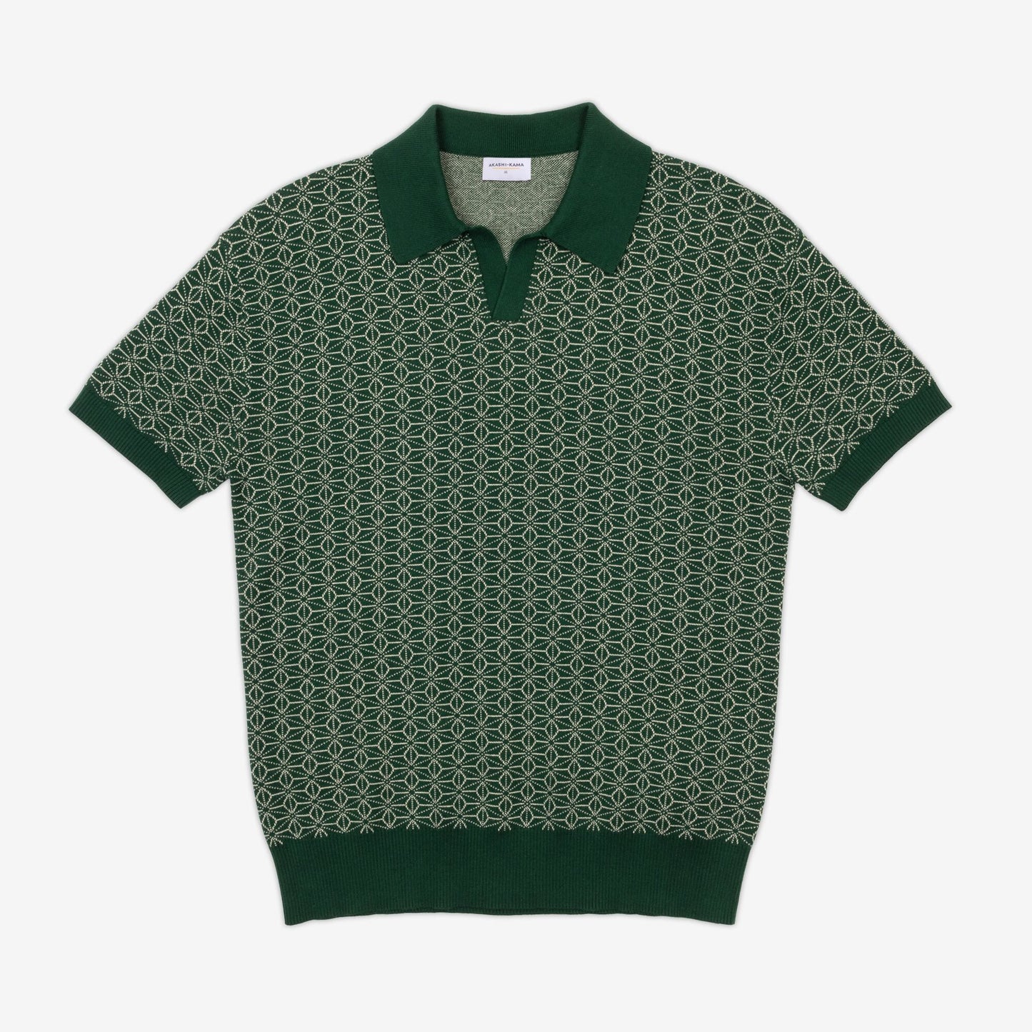 Ojii Knit Polo - Forest Asanoha