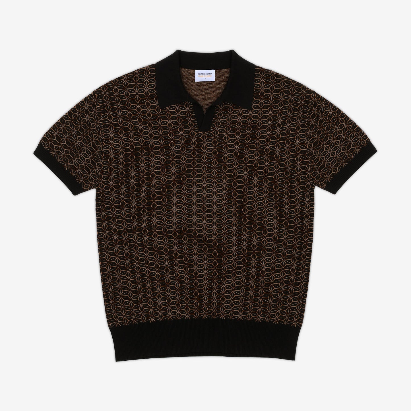 Ojii Knit Polo - Black Asanoha