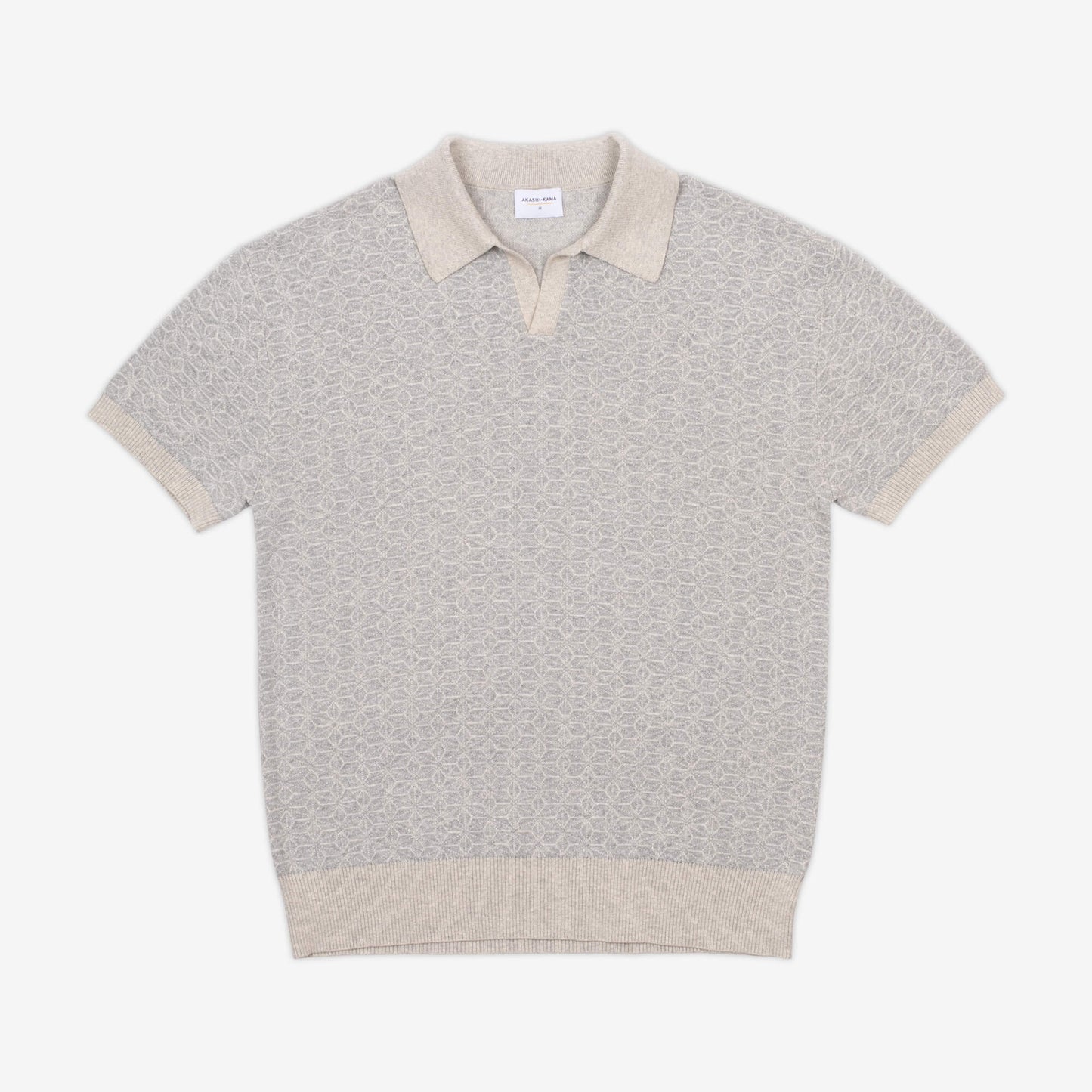 Ojii Knit Polo - Grey Asanoha
