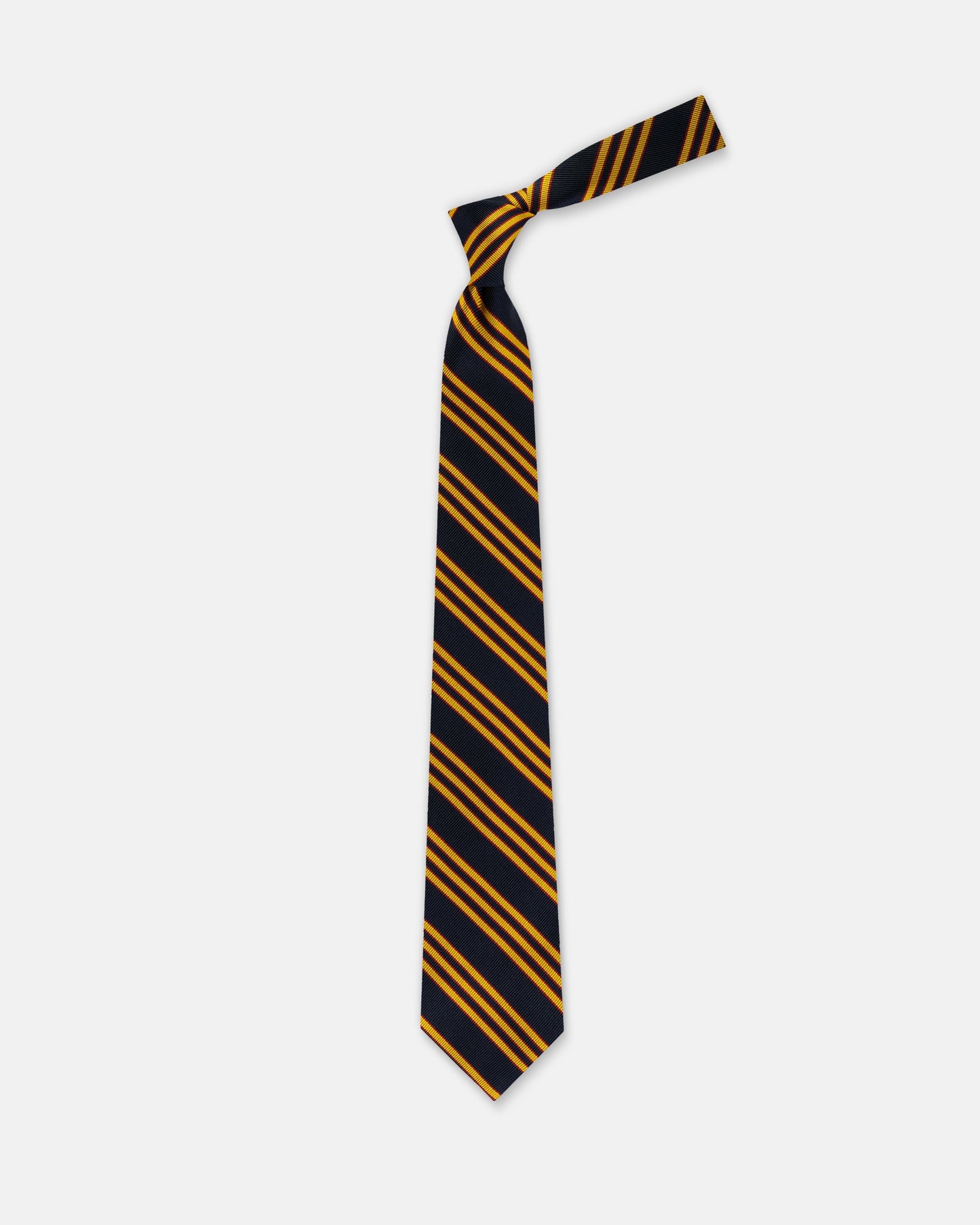 Made-in-USA Navy, Yellow, & Red Shadow Stripe Repp Tie