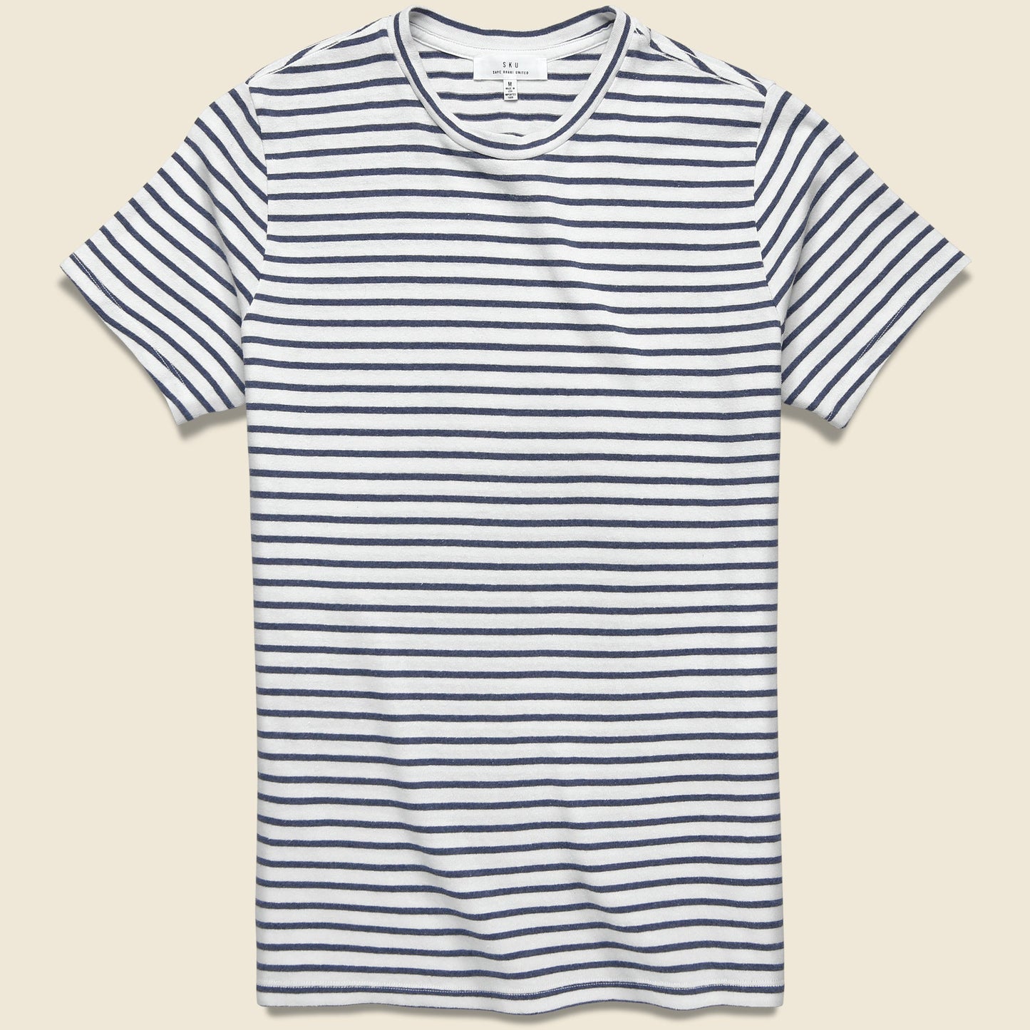 Hemp Stripe Crew Tee - White/Marine