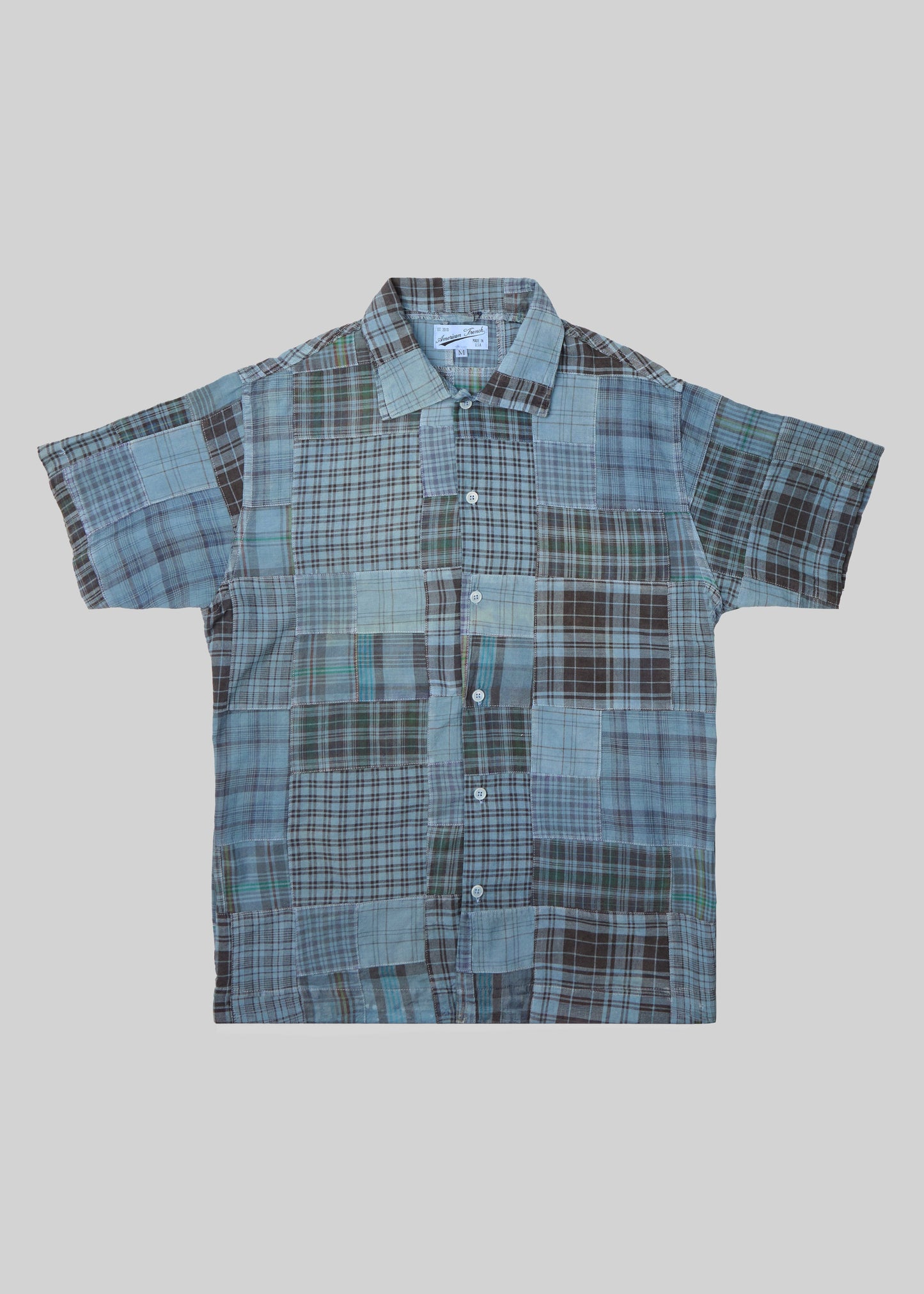 Natural-Dyed Patchwork Madras Shirt