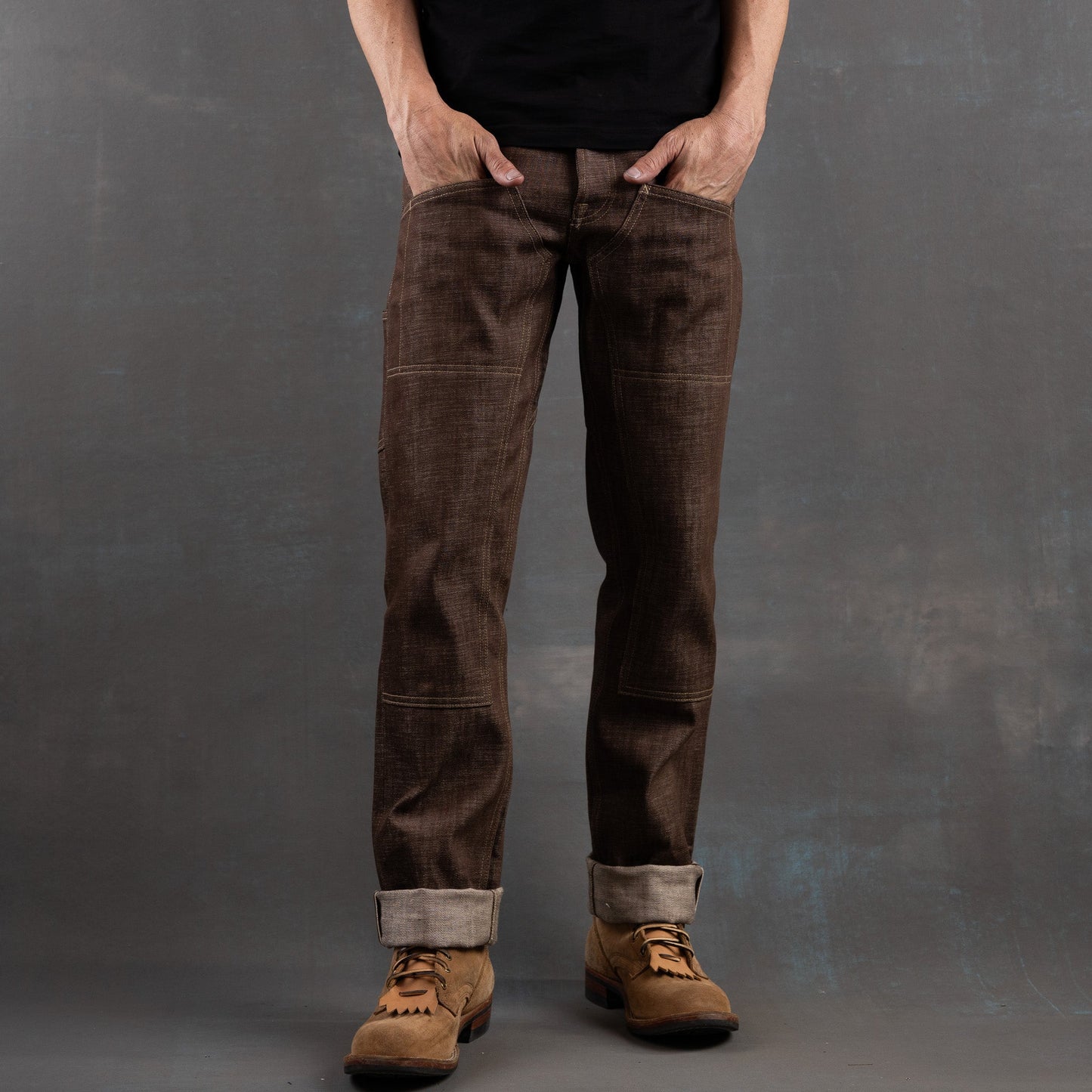 PRE ORDER: Die Hard Double Knee Straight Leg - 14oz Brown Bear Selvage Denim