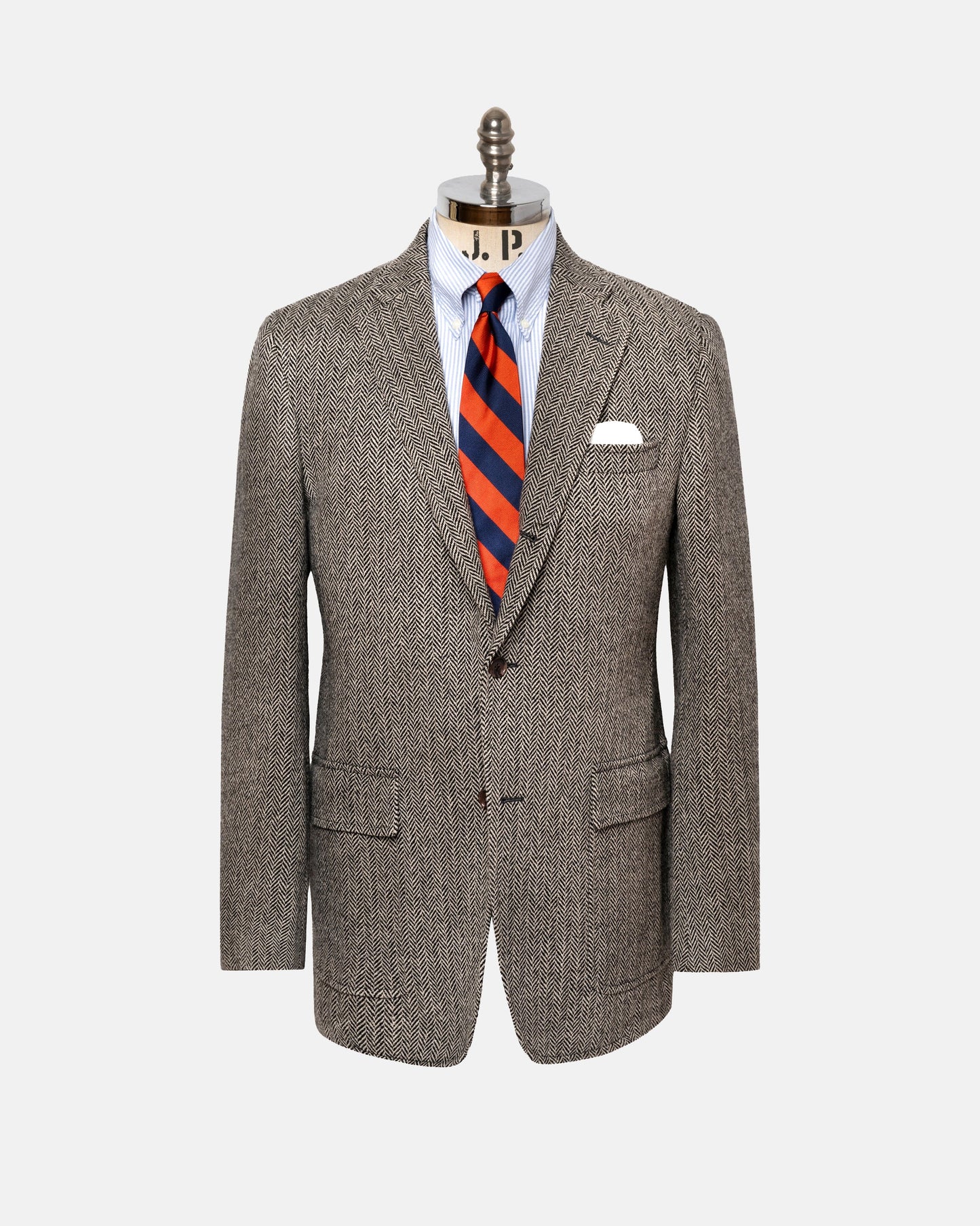 Made-in-USA Black & Cream Herringbone Lambswool Sport Coat