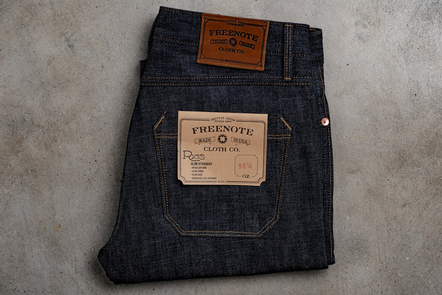 Rios Slim Straight | 14 oz. Blue | Freenote Cloth