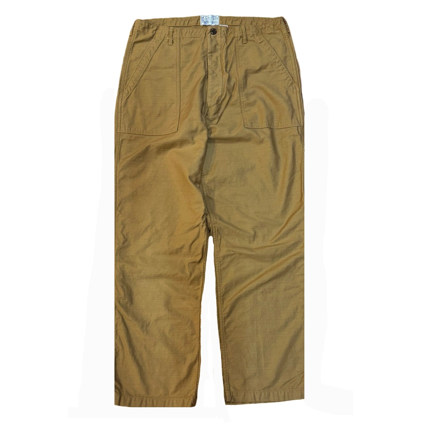 107 60's era GI chinos in 12 oz West Point Khaki Baker Back Cotton Satin