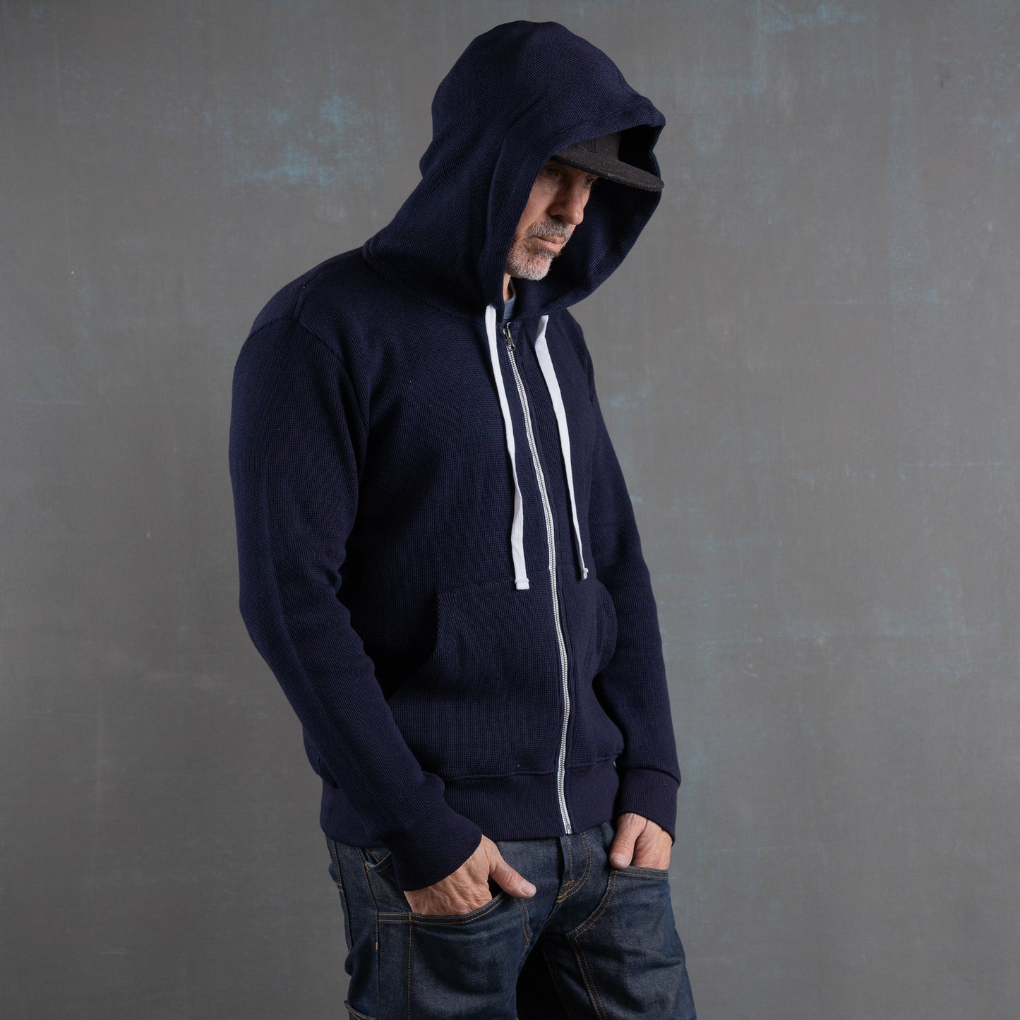 PRE ORDER: Glory Days Indigo Dyed Thermal Zip Hoodie