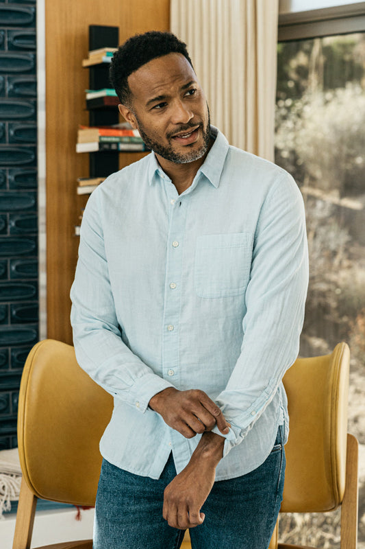 The Ripper Double Gauze Organic Cotton Shirt  - Aqua Blue
