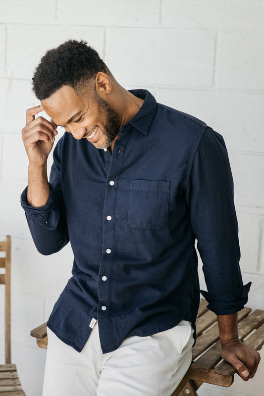The Ripper Double Gauze Organic Cotton Shirt - Navy