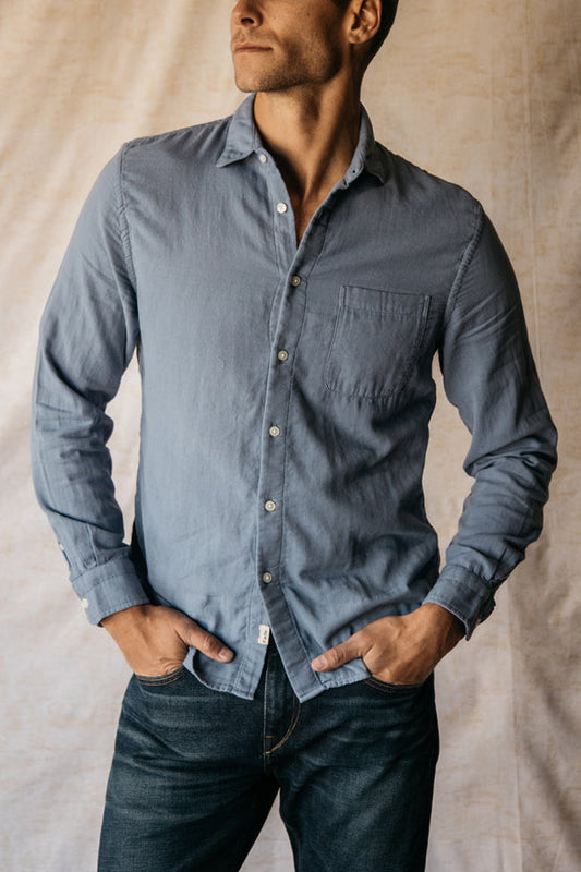 The Ripper Double Gauze Organic Cotton Shirt - Matte Blue