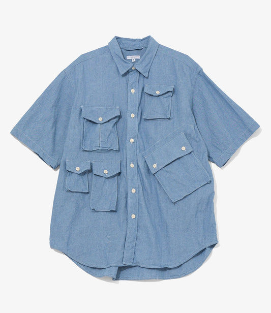 S/S Cargo Shirt for Nepenthes NY and Blue in Green - Light Blue
