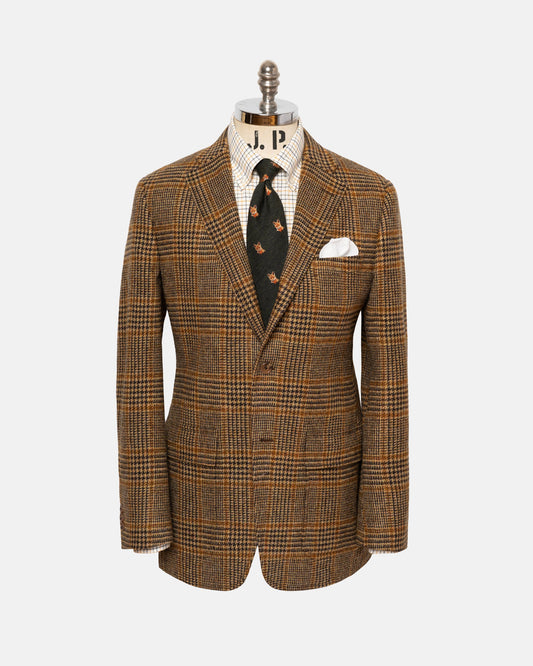 Made-in-USA Brown Prince of Wales Cheviot Tweed Sport Coat