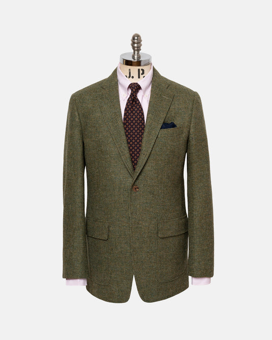 Made-in-USA Olive Tic Weave Cheviot Tweed Sport Coat