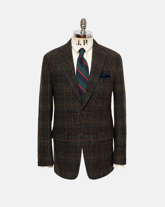 Made-in-USA Olive Plaid Harris Tweed Sport Coat