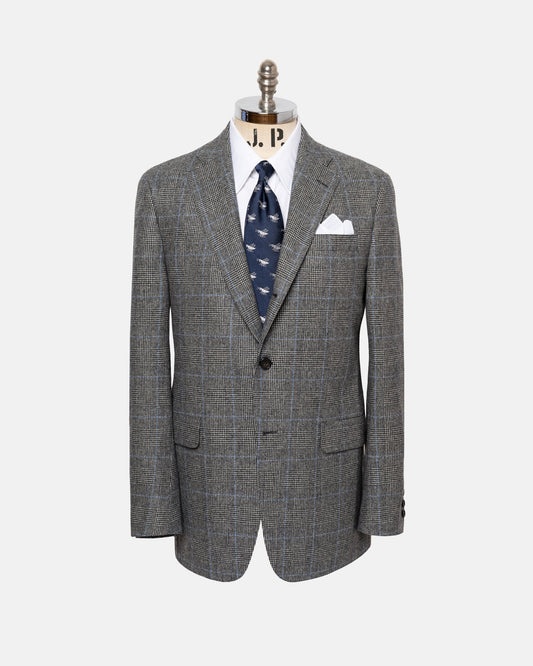 Made-in-USA Black & White Prince-of-Wales Fox Flannel Suit